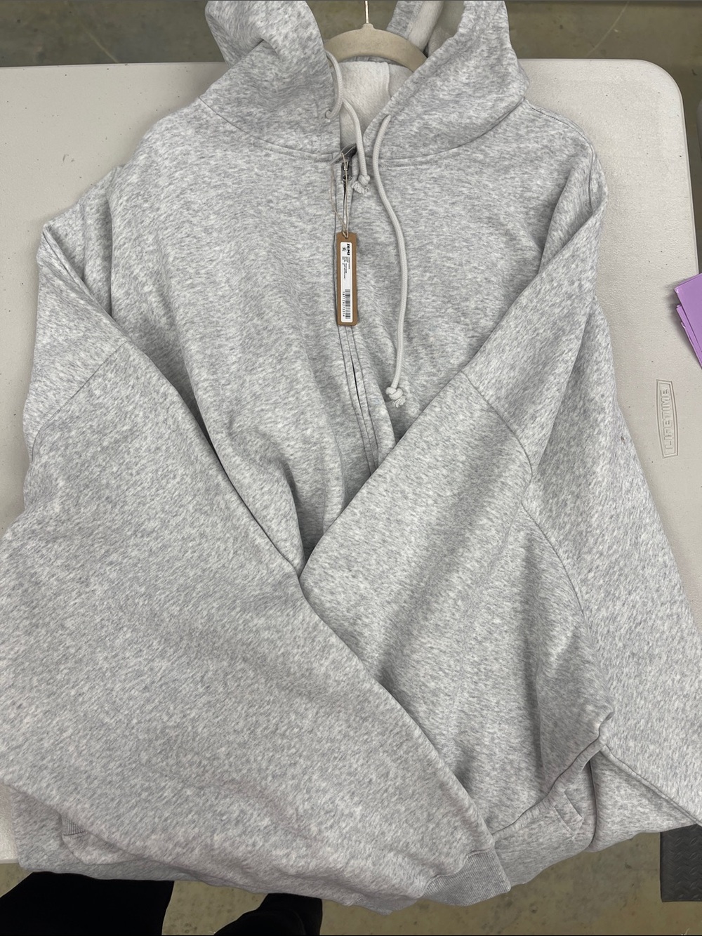 SKIMS Light Gray Zip-Up Hoodie Sweater NWT SIZE 5X